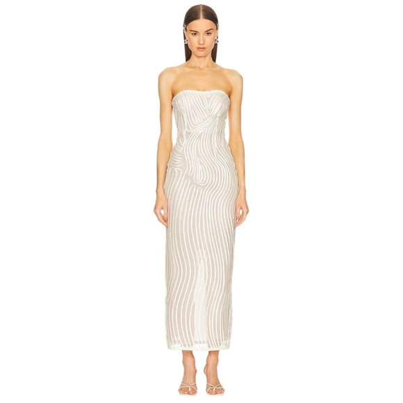 Michael Costello x REVOLVE Opal Midi Dress in Ivory Beige XSmall New Womens - Picture 9 of 9